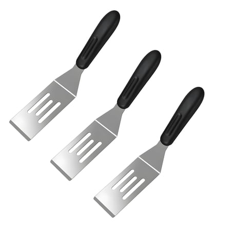 HZCrisp Small Spatula Set of 3 – Mini Stainless Steel Slotted Spatulas with Non-Slip Handle for Flipping Pancakes, Eggs, Cookies, Brownies and More, Kitchen Cooking Utensils