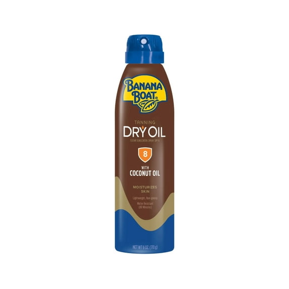 Banana Boat Dry Oil Tanning Spray Sunscreen SPF 8, 6oz | Sun Tanning Oil with SPF 8 Sunscreen, Oxybenzone-Free, 6oz