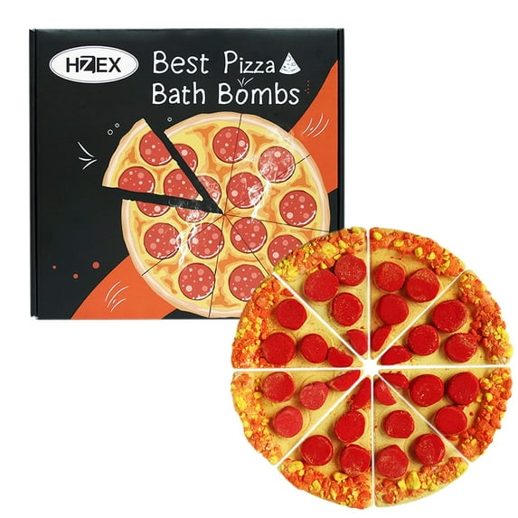 HZEX Bath Bombs, Unique Pizza Bathbomb Set, 8 Slices of Lush Bathbombs, Creative and Fun Bath Bomb Set for The Entire Family, Scented with a Hint of Fresh Cheese