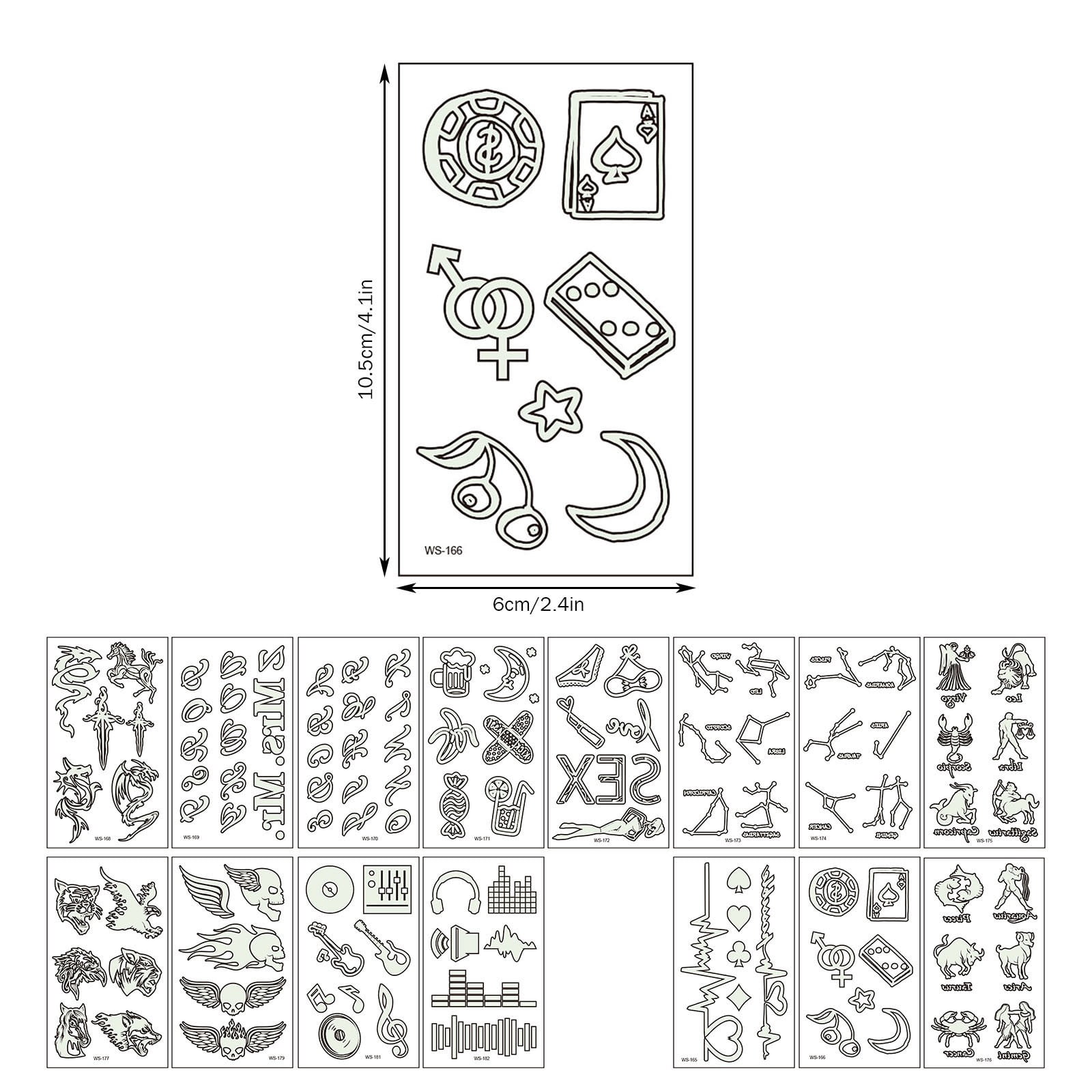 HZJYIJ Tattoo Accessories Glow In The Dark Stickers Nightclub Bar Music Hzjyij tattoo accessories glow in the dark stickers nightclub bar music