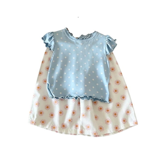 HZLBSE Ruffle Sleeve Wide Leg Casual Outfit Set 2-Piece (Little Girls)
