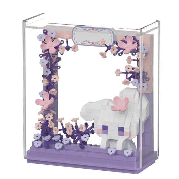 HZLKADAQ Cute Puppy Garden Frame Mini Micro Building Blocks with Acrylic Dustproof Display Case, DIY Floral Brick Desk Decor Gift for Teens and Adults