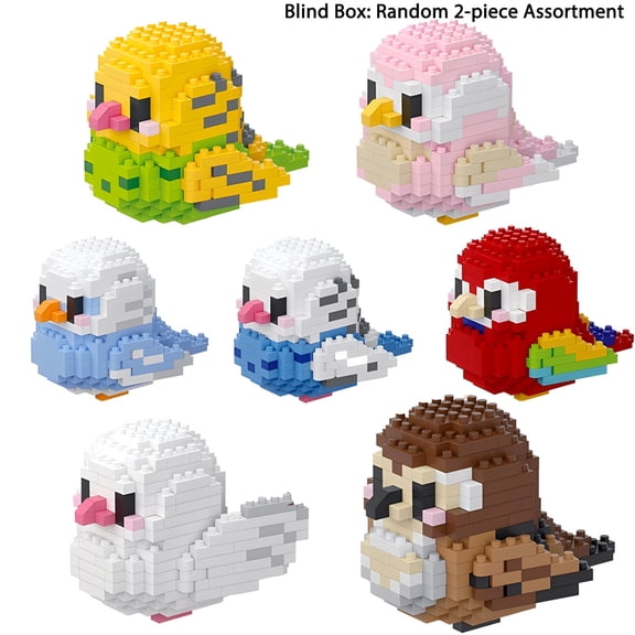 HZLKADAQ Cute bird animal model assembly and assembly of micro particle building block toys, Blind Box , desk, office desk collection ornament toys, children's gifts