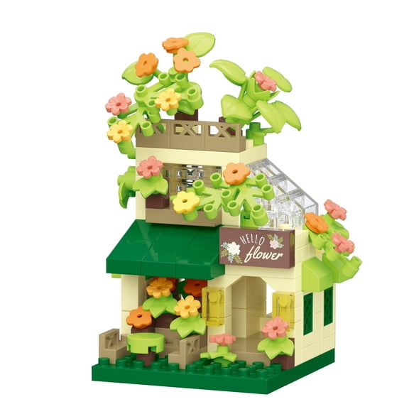 HZLKADAQ Flower House Street View Building Model Building Blocks Toys, 9 Different Styles of Mini City Building Models Creative DIY Assembly Toys Children's Adult Desk Office Desk Ornament Gifts
