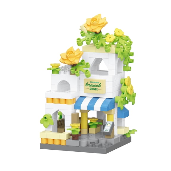 HZLKADAQ Flower House Street View Building Model Building Blocks Toys, 9 Different Styles of Mini City Building Models Creative DIY Assembly Toys Children's Adult Desk Office Desk Ornament Gifts