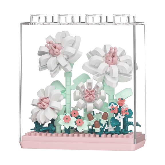 HZLKADAQ Forever Flower Building Blocks with Display Case Rose/Carnation/Sunflower/Water Lily DIY Bricks Set, Valentine’s Day Teacher’s Day Gift