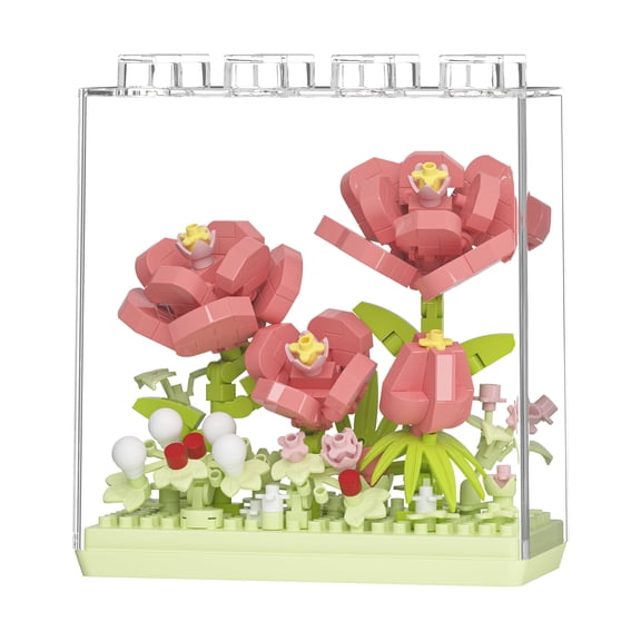 HZLKADAQ Forever Flower Building Blocks with Display Case Rose/Carnation/Sunflower/Water Lily DIY Bricks Set, Valentine’s Day Teacher’s Day Gift