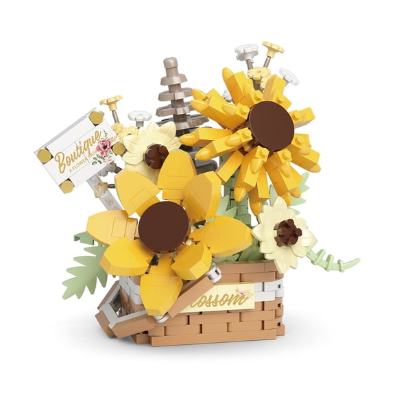HZLKADAQ Mini Building Block Flower Pot Set, Eternal Flower Bouquet Building Kit, DIY Botanical Bonsai Model, Creative Desktop Decor & Stress Relief Toy, Ideal Gift for Kids Adults Flower Lovers