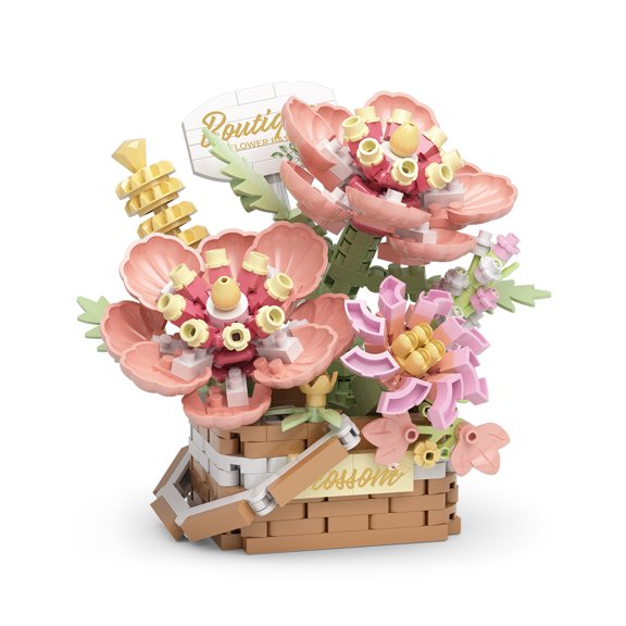HZLKADAQ Mini Building Block Flower Pot Set, Eternal Flower Bouquet Building Kit, DIY Botanical Bonsai Model, Creative Desktop Decor & Stress Relief Toy, Ideal Gift for Kids Adults Flower Lovers