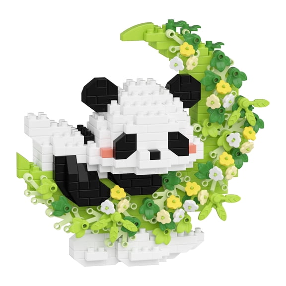 HZLKADAQ Mini Building Blocks Set Toy, Cute Animal on Floral Moon Micro Bricks Kit, Panda Pig Cat Dog Bunny DIY Assembly Toy, Creative Desk Decor Gift for Adults Toys