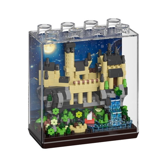 HZLKADAQ Mini Castle Building Blocks with Display Case, 4 Styles Fairy Tale Castle DIY Bricks Set for Kids & Adults, STEM Toy Gift for Girls, Ages 8+