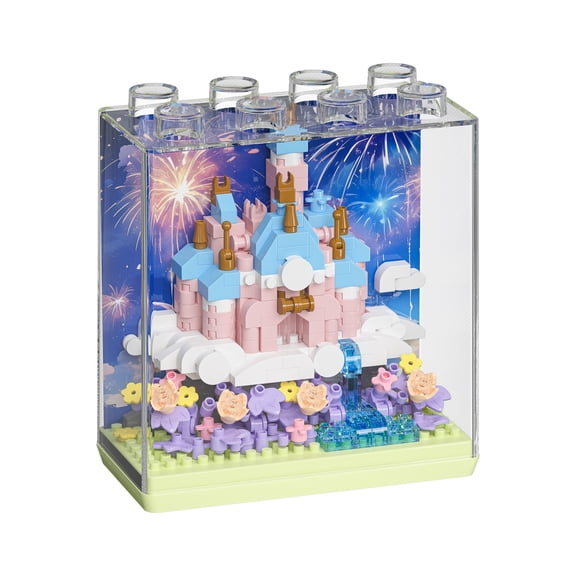 HZLKADAQ Mini Castle Building Blocks with Display Case, 4 Styles Fairy Tale Castle DIY Bricks Set for Kids & Adults, STEM Toy Gift for Girls, Ages 8+