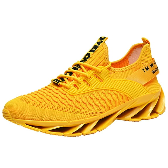 HZLPFO Men's Non Slip Shoes, Lightweight Mens Work Shoes Sneakers Yellow,10