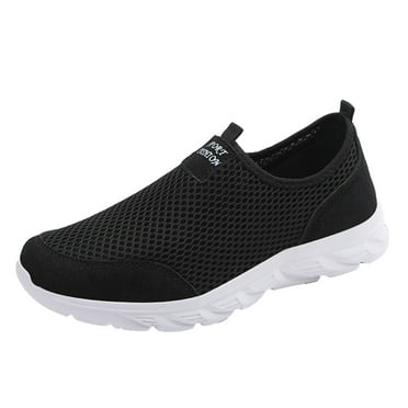 HZLPFO Mens Non Slip Work Shoes Slip On Water Resistant Walking Sneakers Black,10