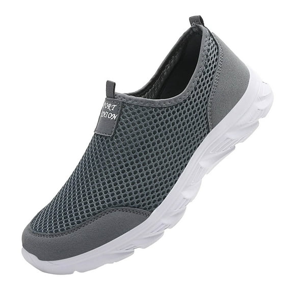 HZLPFO Mens Non Slip Work Shoes Slip On Water Resistant Walking Sneakers Grey,7.5