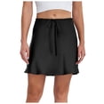 thumbnail image 1 of HZLPFO Mini Skirts for Women Satin High Elastic Waist Bodycon Skirts for Women Ruffle Short Skirt Black,S, 1 of 5