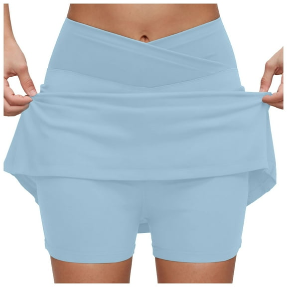 HZLPFO Skirts for Women High Waisted A Line Tennis Golf Athletic Casual Skorts with Pockets Women Mini Skirt Light Blue,5XL
