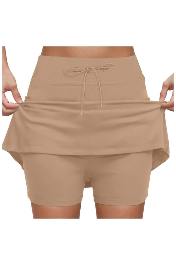 Skirts for Women High Waisted A Line Tennis Golf Athletic Casual Skorts with Pockets Womens Skirts Short Khaki,XXL