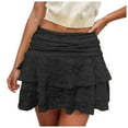thumbnail image 1 of HZLPFO Skirts for Women Mini Cute High Waist Ruffle Mini Skirt Layered Ruffle Hem Flared Flowy Casual Swing Beach Mini Short Skirt Black,M, 1 of 4