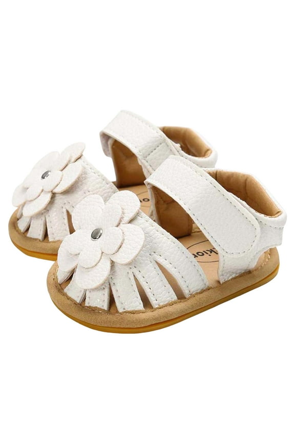 Toddler Girls Sandals Soft Rubber Princess Flat Shoes Summer Flower Girl Shoes,5
