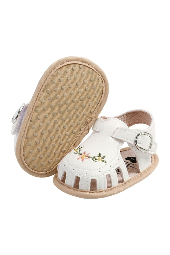 Toddler Girls Sandals Soft Rubber Princess Flat Shoes Summer Flower Girl Shoes,6