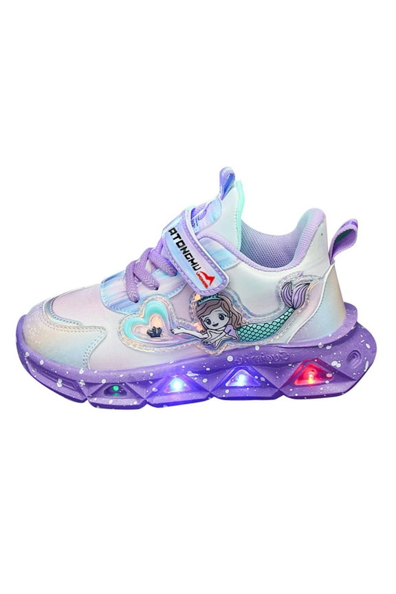 Toddler Tennis Shoes Toddler Boys Girls Light Up Shoes LED Flashing Lightweight Mesh Breathable Adorable Running Sneakers for Little Kid(Purple,Size 11)