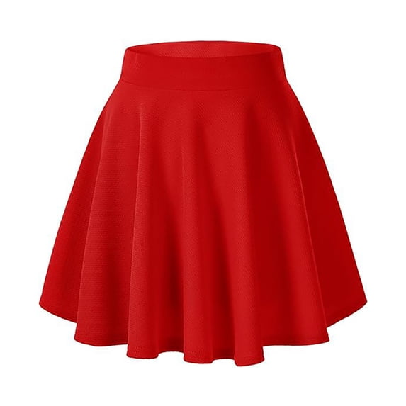 HZLPFO Womans Skirts Girl High Waisted Pleated Tennis Skirt School A-Line Skater Skirts with Lining Shorts Red,L
