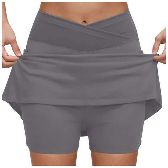 HZLPFO Womans Skirts Pleated Tennis Skirt with Shorts High Waisted Golf Skort Mini Skirt Workout Skirt Athletic Skorts with Pockets Grey,4XL
