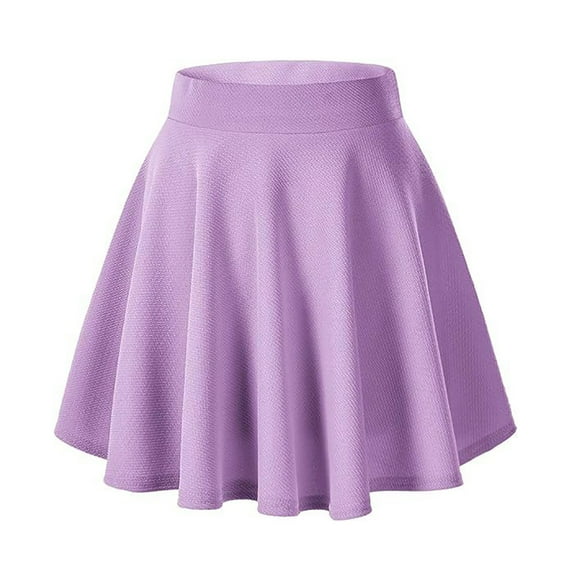 HZLPFO Women Short Skirt Basic Versatile Stretchy Flared Casual Mini Skater Skirt Purple,XXL