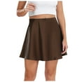 thumbnail image 1 of HZLPFO Women's Satin Mini Skirt Summer High Waisted Elastic Waist A-Line Silk Party Skirts With Shorts for Women Brown,XL, 1 of 6