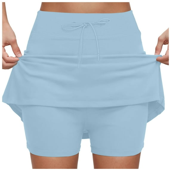 HZLPFO Women's Tennis Golf Skirts High Waisted with Pockets Inner Shorts for Athletic Skorts Sports Running Pickleball Womens Short Skirt Light Blue,4XL
