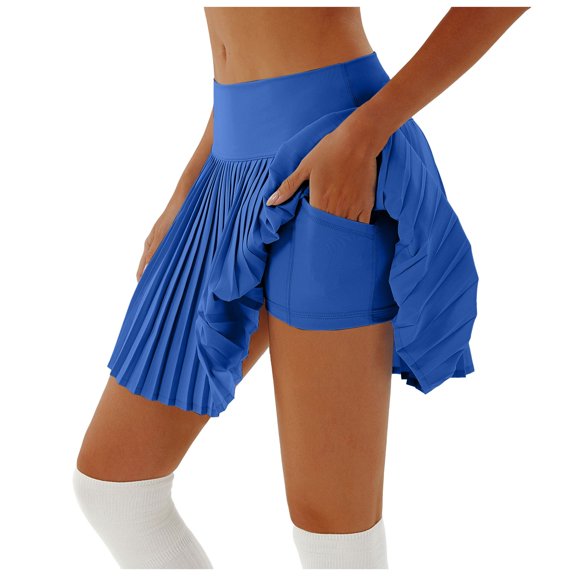 HZLPFO Womens Skirt Pleated Skirt A-Line Short Mini Basic Skirt School Uniform Cheerleader Skirts Skater Skirt Blue,S