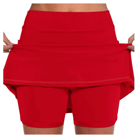 HZLPFO 4-Way Stretch Skirts for Women High Waisted Work Casual Golf Tennis Skirt Skorts with Pockets Womens Skirts Red,XL