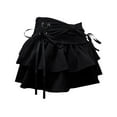 thumbnail image 1 of HZLPFO Y2K Women Ruffle Hem Blue Jean Pleated Mini Skirt - Denim Skirts for Women Bustier Top Suit Black,M, 1 of 3