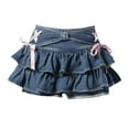 thumbnail image 1 of HZLPFO Y2K Women Ruffle Hem Blue Jean Pleated Mini Skirt - Denim Skirts for Women Bustier Top Suit Dark Blue,XXL, 1 of 3