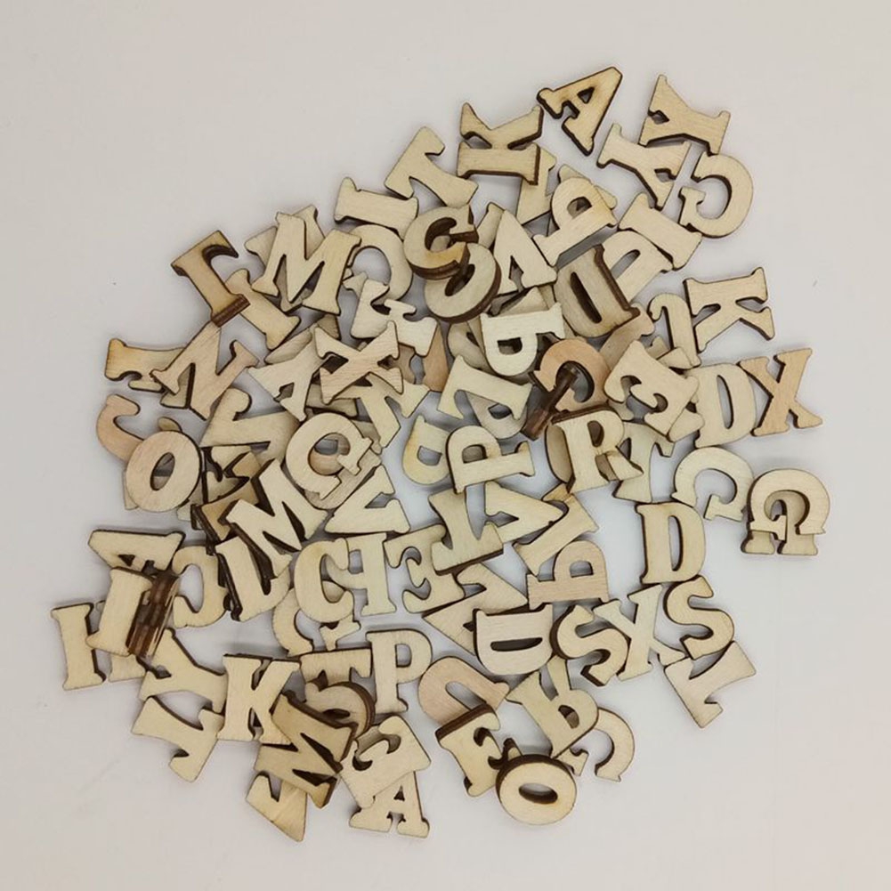 HZLXW 100 Pcs Mixed Wood Alphabet Letters Numbers Button DIY Craft