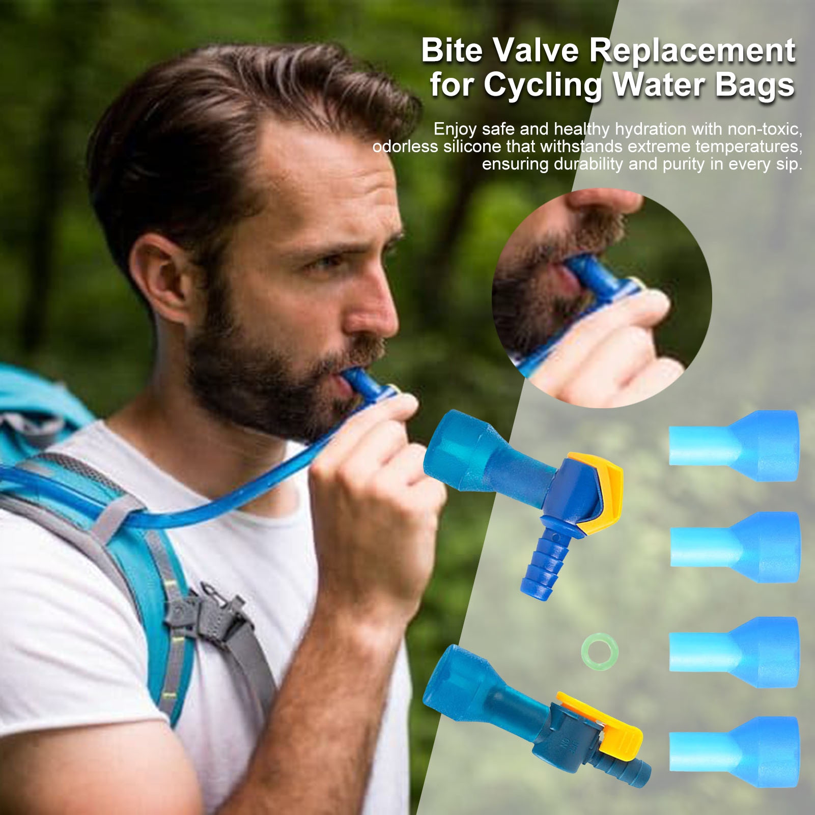 HZLXW Bite Valve Replacement Hydration Pack Mouthpiece with 2 Hose