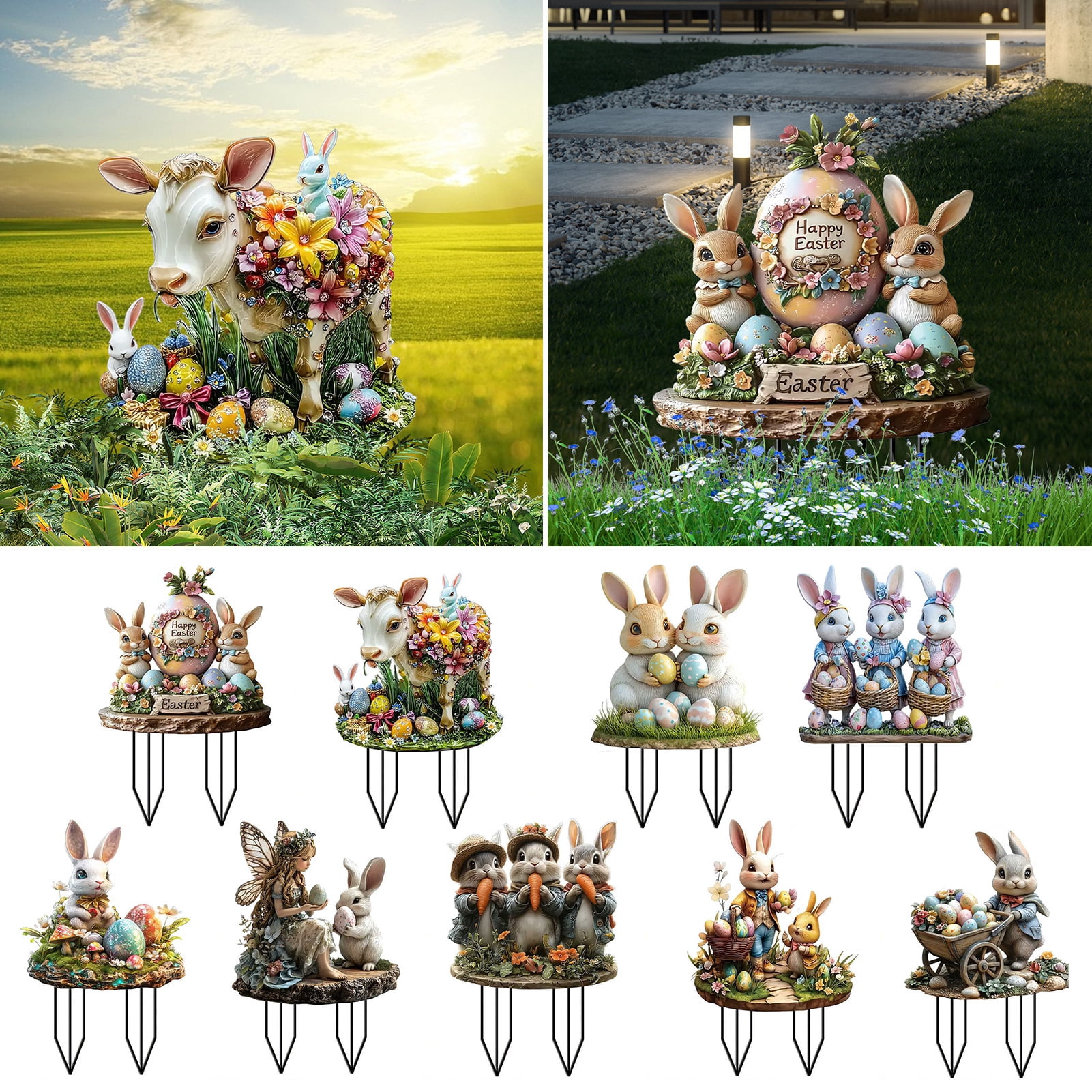 HZLXW Easter Flower Dwarf Cartoon Character Garden Ornament Fairy ...