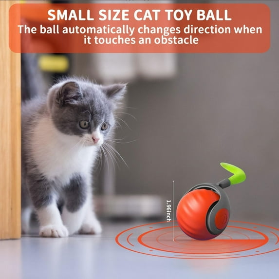 Bullpaw Interactive Rolling Ball Cat Toy Touch Activated Automatic Moving Ball with Plush Tail Rechargeable Cat Teaser for Indoor Cats
