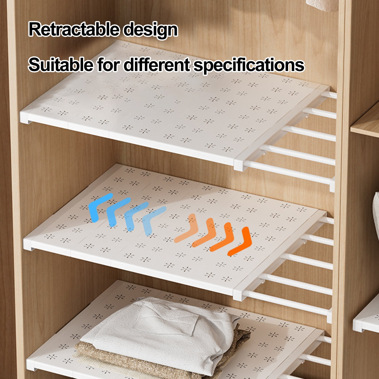 HZLXW Telescopic Wardrobe Shelves Closet Storage Racks Kitchen Bathroom