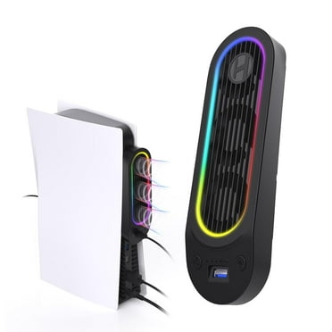 HZLucki PS5 Cooling Fan with 9 LED Light and Auto On/Off, Quiet PS5 Fan with Auto Adjustable Speed and USB3.0 Hubs, Efficient Cooling Accessories Compatible with Playstation 5 Disc/Digital Edition
