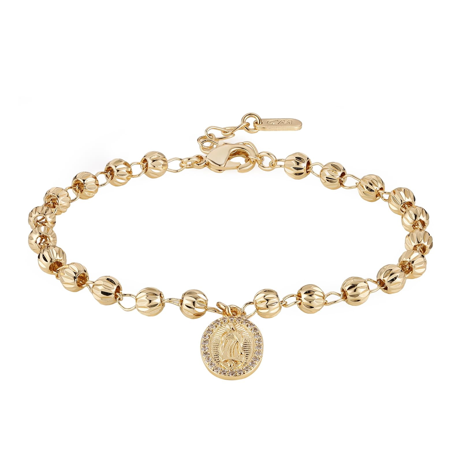 OIDEA Virgin Mary Cross Rosary Bracelet For Women - Adjustable Catholic Beaded Bracelet With Virgin Of Guadalupe Pendant