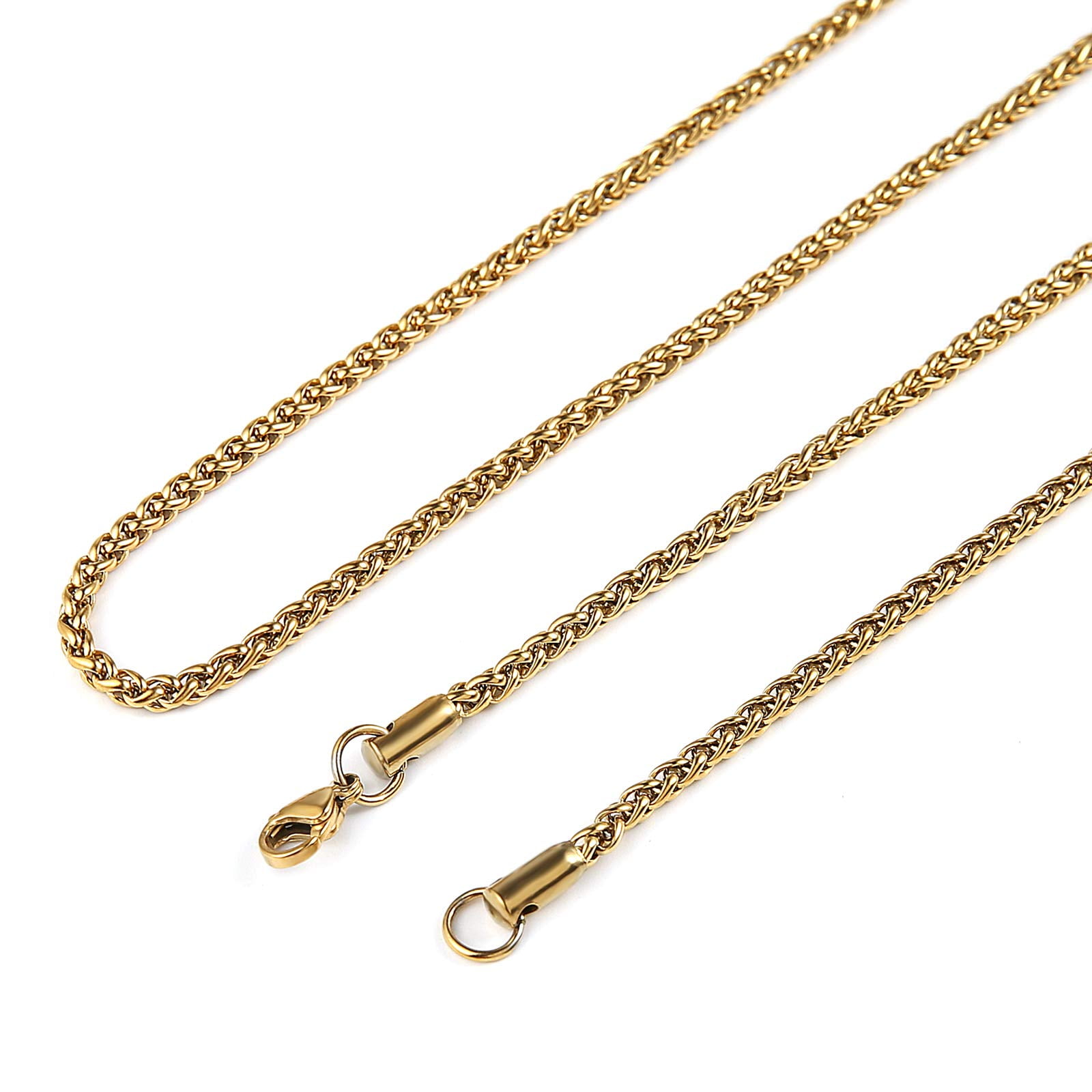 MARIX Stainless Steel Chain Necklace – 3mm Width, 24 Inch, Hypoallergenic Silver, Gold, Or Black