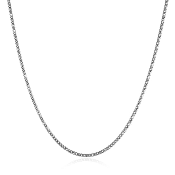 HZMAN 3.5mm Cuban Chain for Men Stainless Steel Men's Silver Chain Diamond Cut Hip Hop Link Chains Necklace 16-30 Inch (18in)