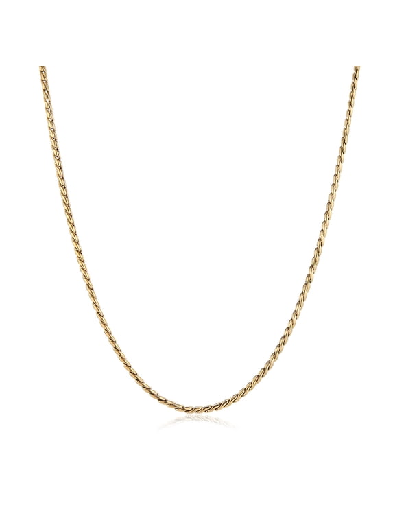 3mm Twist Chain Necklace for Men Stainless Steel Gold Chain Hip Hop Link Chains Necklace 18-24 Inch (18in)