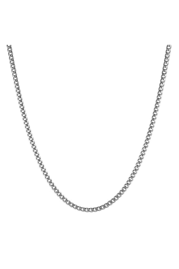 5mm Cuban Chain for Men Stainless Steel Men's Silver Chain Diamond Cut Hip Hop Link Chains Necklace 16-30 Inch (16in)