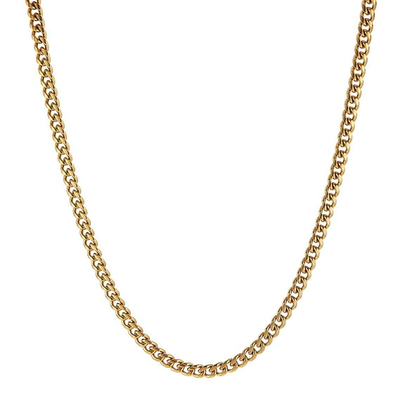 HZMAN 7mm Cuban Chain for Men Stainless Steel Men's Gold Chain Diamond Cut Hip Hop Link Chains Necklace 16-30 Inch (16in)