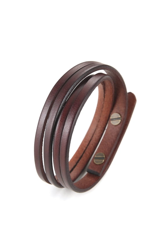 8.0 Inch Mens Handmade Leather Cuff Bracelet Steampunk Style leather wrap Wristband for Women Genuine Leather Bracelet(Brown)
