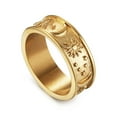 thumbnail image 1 of HZMAN 8mm Moon Star Sun Statement Ring Stainless Steel Boho Jewelry for Women Men (Gold, 9), 1 of 6