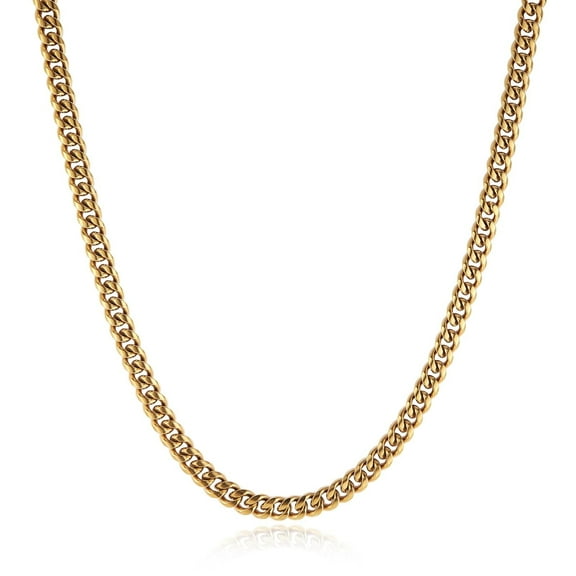 HZMAN 9mm Cuban Chain for Men Stainless Steel Men's Gold Chain Diamond Cut Hip Hop Link Chains Necklace 16-30 Inch (22in)